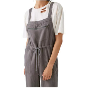 URBAN OUTFITTERS Tina Women's Size Small Gray Textured Cotton Wide Leg Jumpsuit